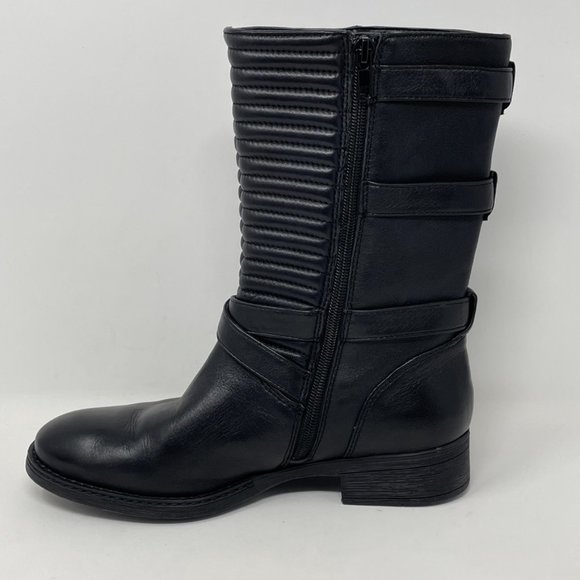 Arturo Chiang Womens Black Leather Side Zip Motocross Style Boot Size 7.5 - Picture 2 of 11